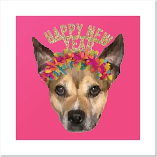 Happy New Year Rainbow Dog Posters and Art